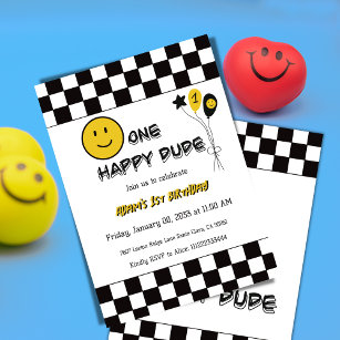Invitation Un heureux Dude Yellow Emoji premier anniversaire