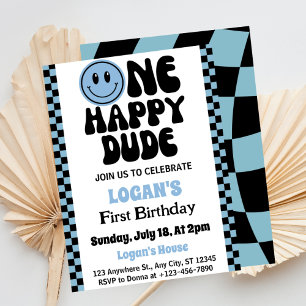 Invitation Un heureux garçon Dude 1er anniversaire