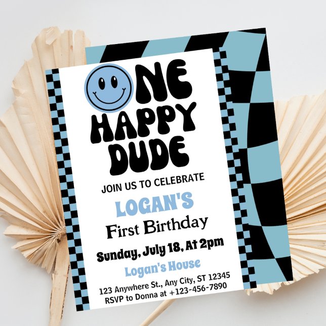 Invitation Un heureux garçon Dude 1er anniversaire  (Créateur téléchargé)