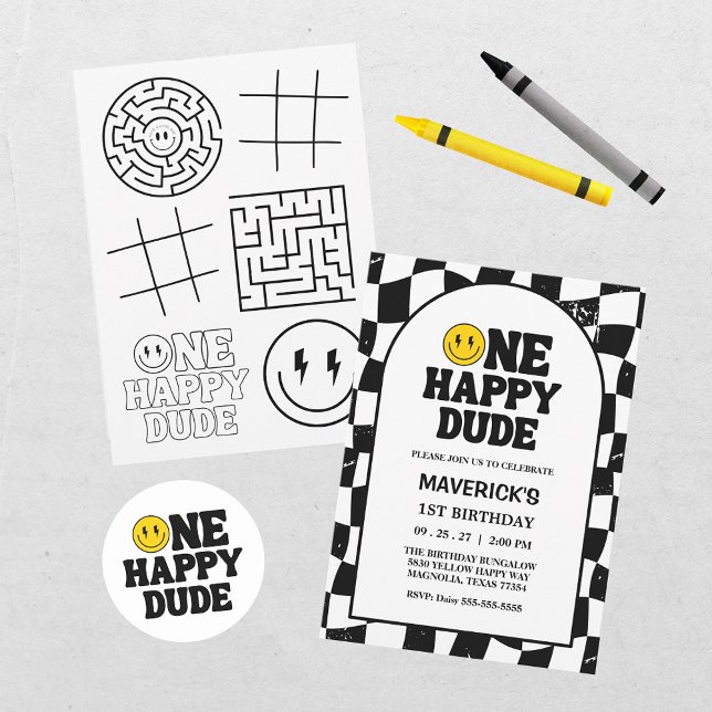 Invitation Un heureux gars pour son rétro 1er anniversaire (Créateur téléchargé)
