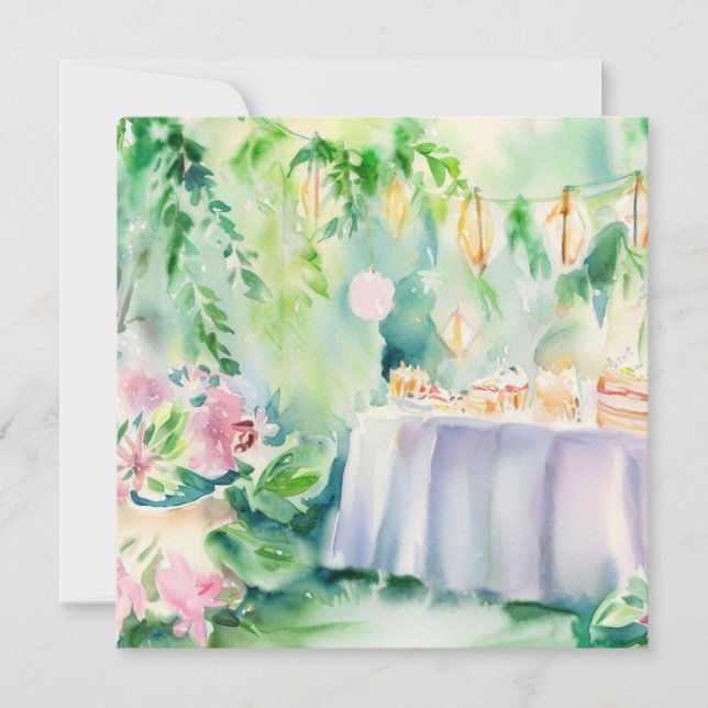 Invitation Un jardin enchanté : Le plaisir du thé, un Baby sh (Devant)