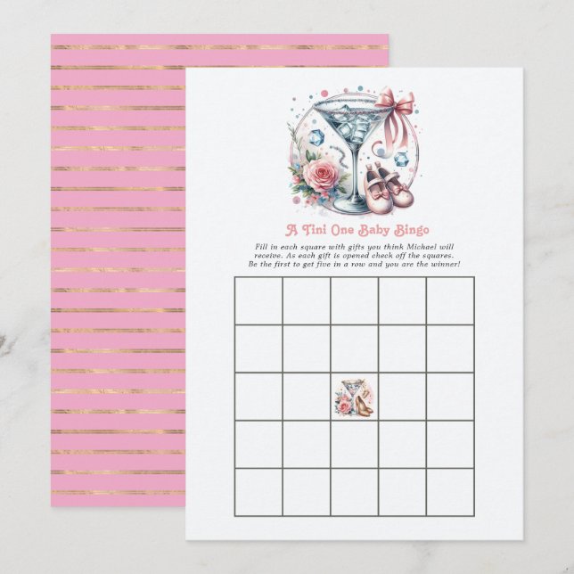 Invitation Un jeu de bingo pour une baby shower Tini One (Devant / Derrière)