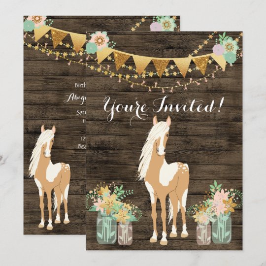 Invitation Un Joli Cheval Et Des Fleurs A L Anniversaire Du B Zazzle Fr