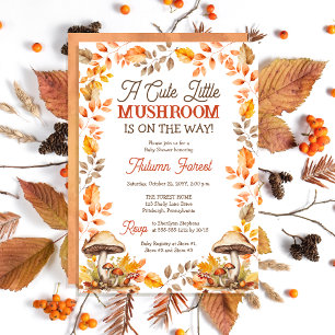 Invitation Un Joli Petit Baby shower D'Automne De Champignons