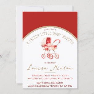 Invitation Un joli petit Baby shower, Douche Rouge & Beige