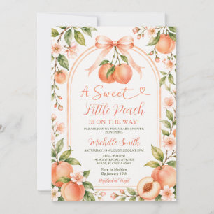 Invitation Un joli petit noeud papillon en pêche pour Baby Sh