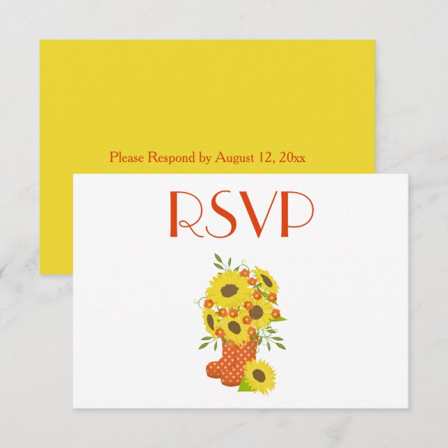 Invitation Un joli RSVP de tournesol rustique (Devant / Derrière)