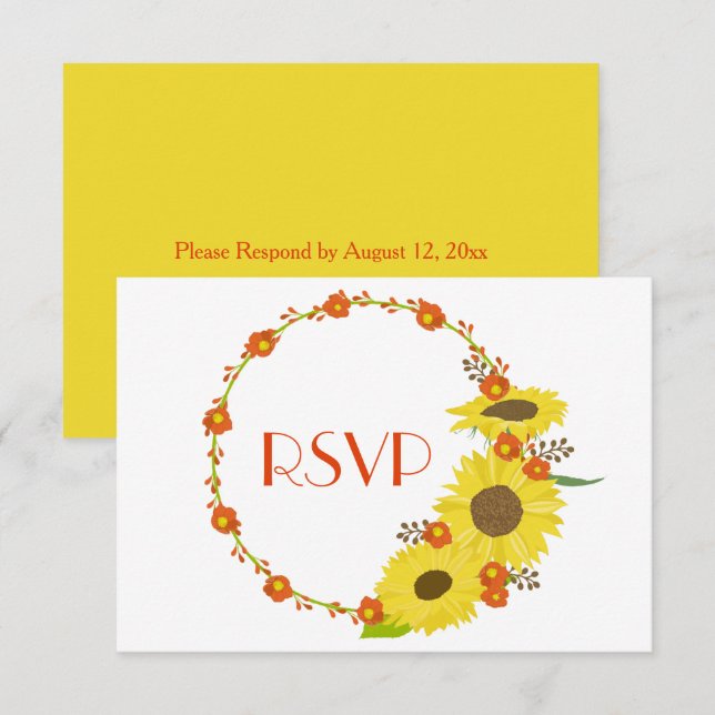 Invitation Un joli Tournesol RSVP (Devant / Derrière)