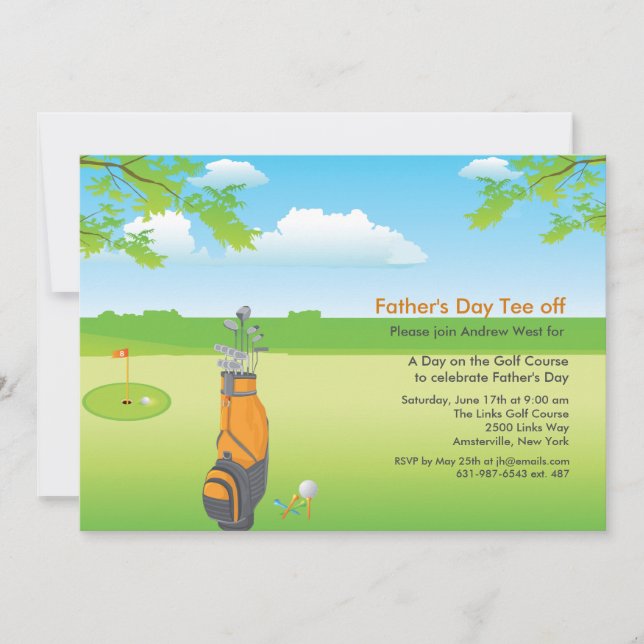 Invitation Un jour d'invitation de fête des pères de golf (Devant)