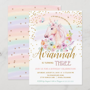 Invitation Un jour magique Sorbet Unicorn Anniversaire