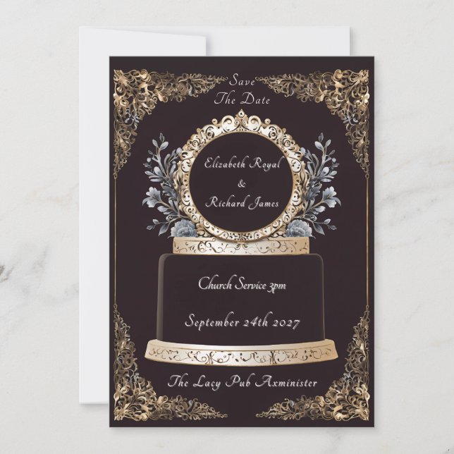 Invitation Un jour pour se souvenir du Mariage de gâteaux Mar (Devant)