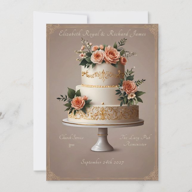 Invitation Un jour pour se souvenir du Mariage de gâteaux Mar (Devant)