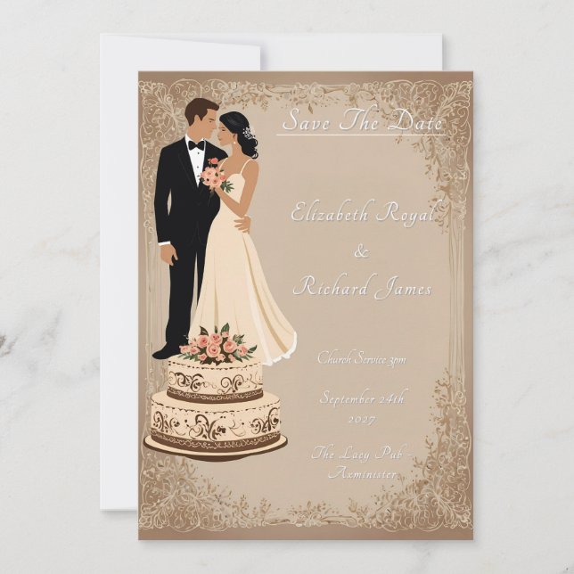 Invitation Un jour pour se souvenir du Mariage de gâteaux Mar (Devant)