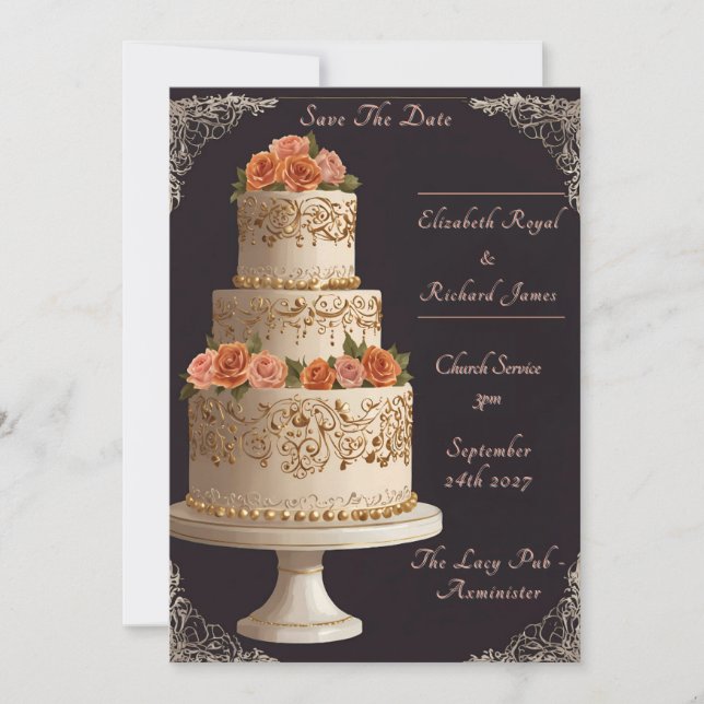 Invitation Un jour pour se souvenir du Mariage de gâteaux Mar (Devant)