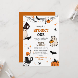Invitation Un joyeux Anniversaire Halloween Fantôme Mignon et