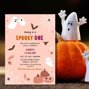 Invitation Un joyeux anniversaire Halloween fantôme peche cha