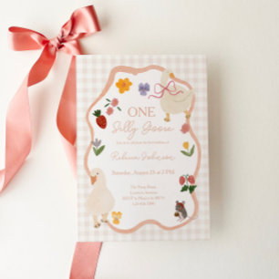 Invitation Un joyeux anniversaire pour une petite oie vêtue d