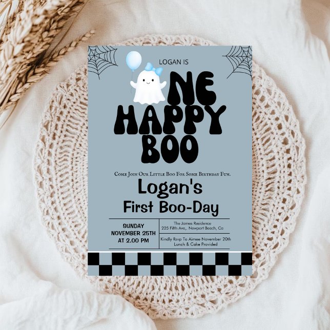 Invitation Un joyeux Boo Fall Boy 1er Anniversaire (Créateur téléchargé)