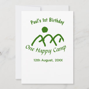 Invitation Un joyeux camp vert soleil de montagne 1er anniver