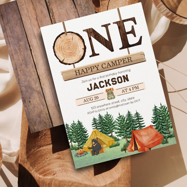Invitation Un joyeux Camper 1er anniversaire (Créateur téléchargé)