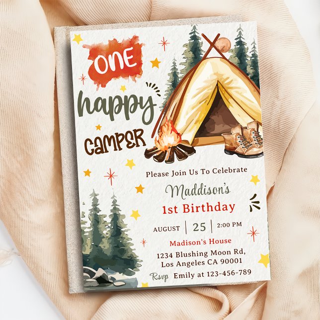 Invitation Un joyeux Camper 1er anniversaire fête (Créateur téléchargé)