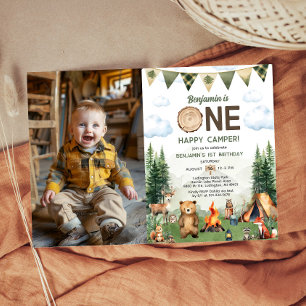 Invitation Un joyeux Camper 1er Anniversaire Photo