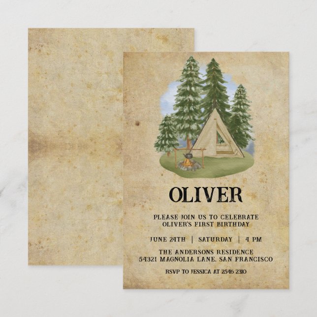 Invitation Un Joyeux Camper Anniversaire (Devant / Derrière)