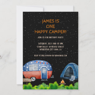 Invitation Un Joyeux Camper Birthday Kids Night Sky