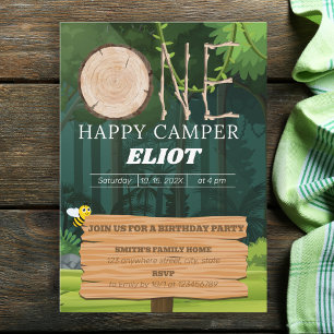 Invitation Un joyeux Camper Boy pour le 1er anniversaire