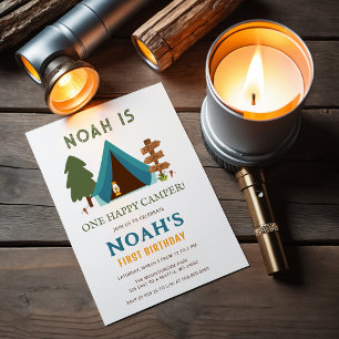 Invitation Un Joyeux Camper Boys Premier anniversaire
