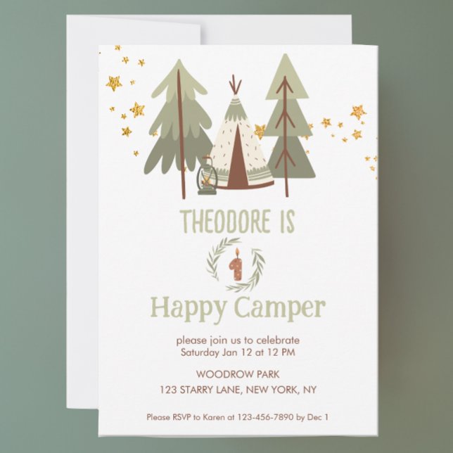 Invitation Un joyeux Camper Cute Woodland (Créateur téléchargé)