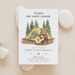 Invitation Un Joyeux Camper Guitare Ours Anniversaire Invitat