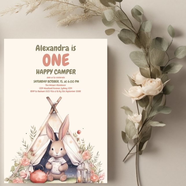 Invitation Un Joyeux Camper Rustique 1er anniversaire (Créateur téléchargé)