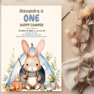 Invitation Un Joyeux Camper Woodland Rabbit Boys 1er annivers