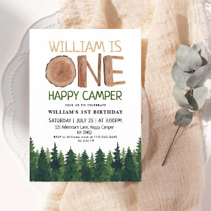 Invitation Un joyeux campeur garçon des bois 1er anniversaire