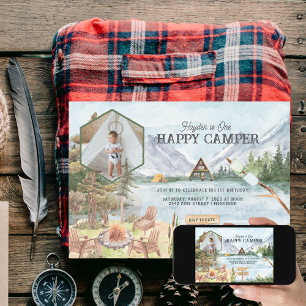 Invitation Un joyeux campeur pour sa 1ère fête d'anniversaire