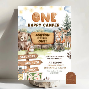Invitation Un joyeux campeur Woodlands Premier Anniversaire