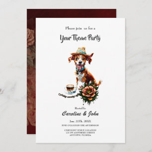 Invitation Un joyeux chien de caricature dans un casquette d'