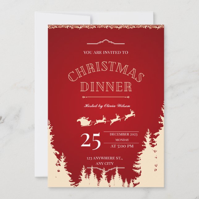 Invitation Un Joyeux Dîner De Noël Vous Attend (Devant)