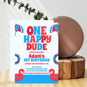 Invitation Un joyeux Dude Tropical été 1er anniversaire