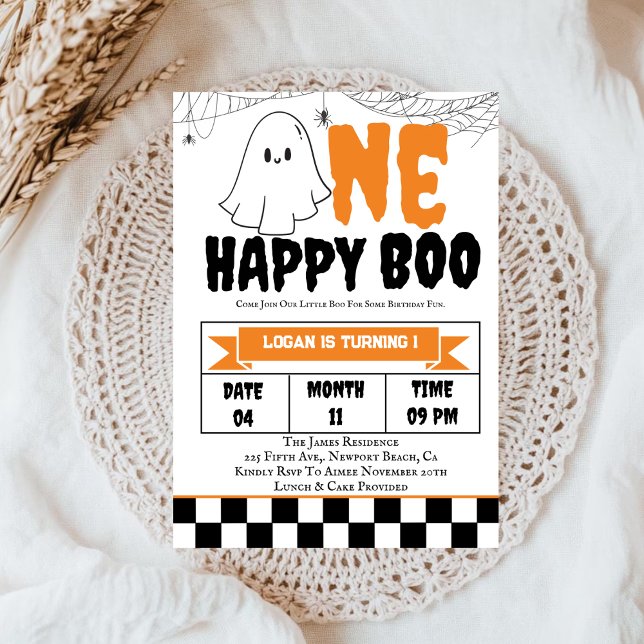 Invitation Un joyeux garçon Boo pour son 1er anniversaire (Créateur téléchargé)