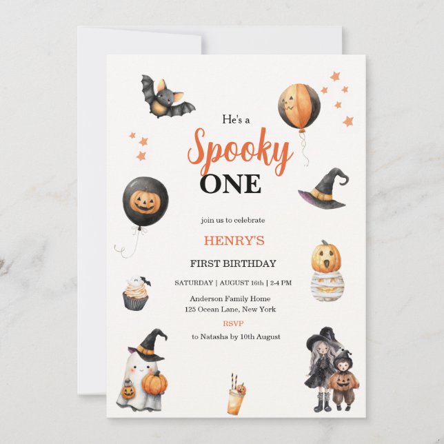 Invitation Un joyeux Halloween Fantôme citrouille Fête d'anni (Devant)