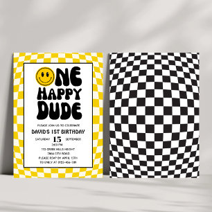 Invitation Un Joyeux Mec Happy Face Boy Premier anniversaire