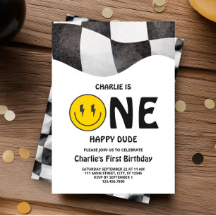 Invitation Un Joyeux Mec Smiley Face Premier anniversaire fêt