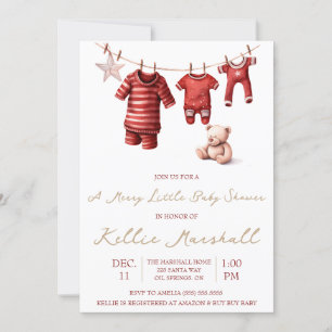 Invitation Un Joyeux Petit Baby shower, Bébé Clothesline