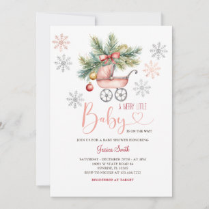Invitation Un joyeux petit Baby shower de flocons de neige de