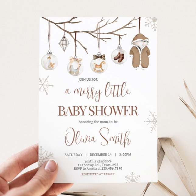 Invitation Un joyeux petit Baby shower de Noël d'hiver (Merry Little Baby Shower Invitation
)
