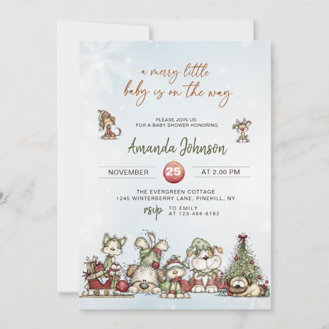 Invitation Un joyeux petit bébé est en route (Devant)