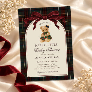 Invitation Un joyeux petit ours en peluche de Noël pour Baby