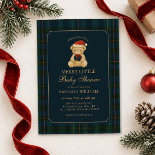 Invitation Un joyeux petit ours en peluche pour bébé à Noël